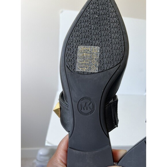 Michael Kors Wren Studded Slip On Leather Flats Black Pointed Toe Women’s Size 6 - Picture 12 of 13
